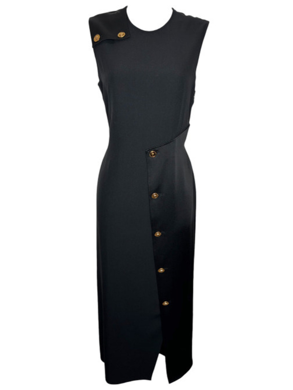 NWT Versace Sleeveless Satin Button Cocktail Dress